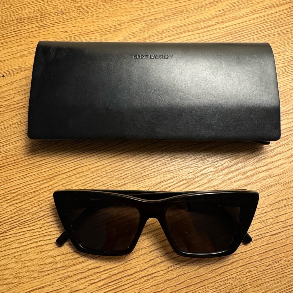 Saint Laurent Black Cat-Eye Sunglasses with Case